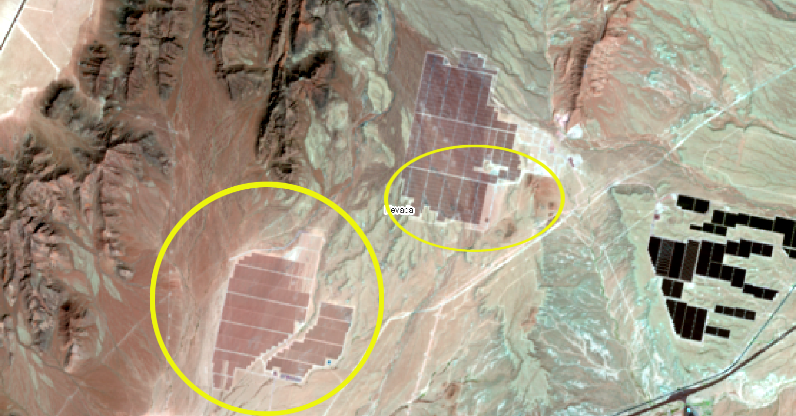 Satellite view of vegetation after solar panel installation