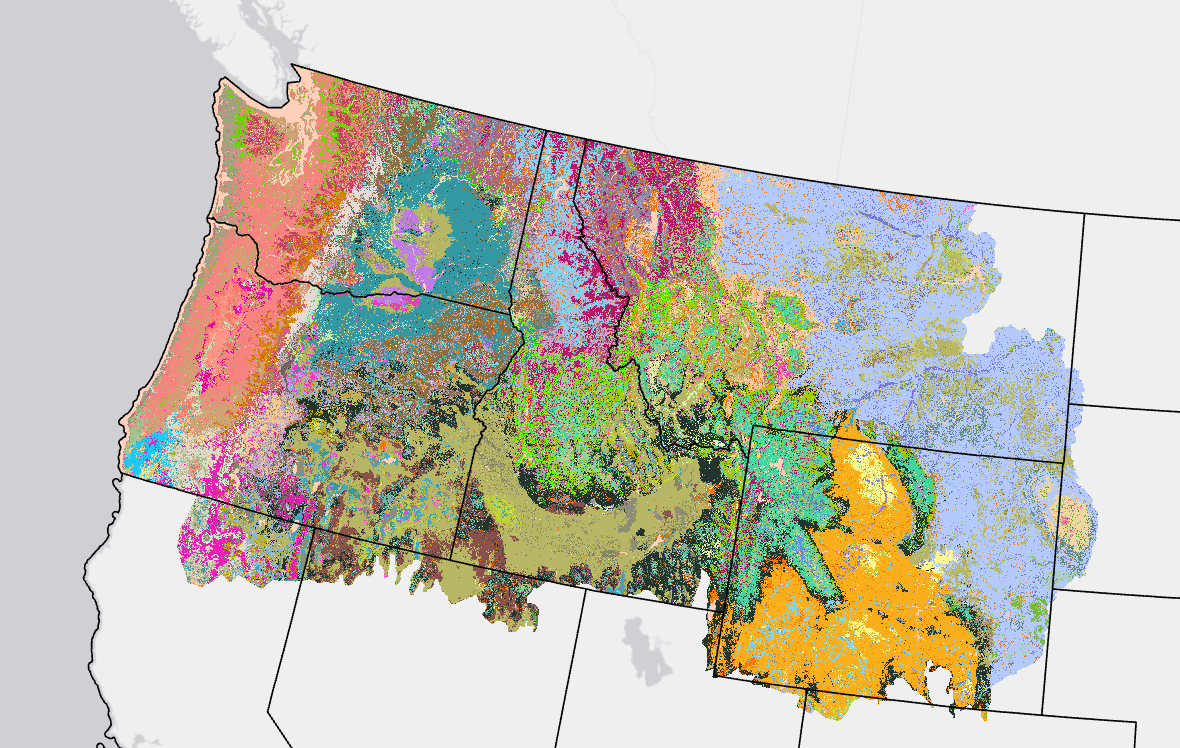 Colorful image in the upper northwest corner of the U.S.