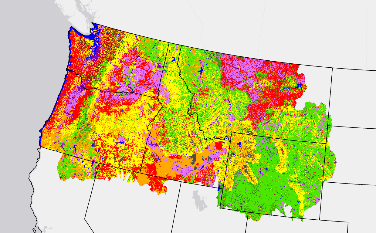 Image of the upper NW corner of the U.S. with colors of VCC on the map.