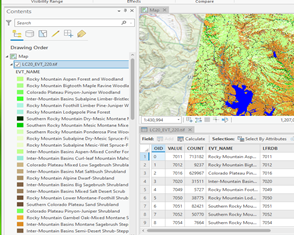 screenshot of arcmap showing attribute table joined