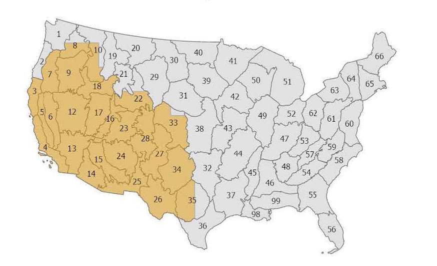 Image of U.S. showing colors over the Summer coverage.